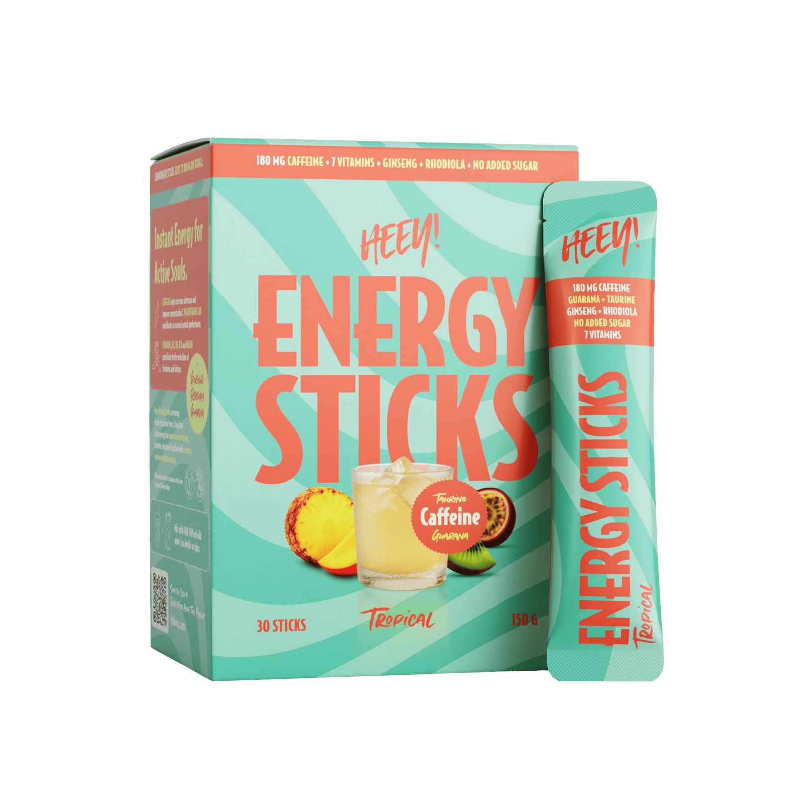 Heey! Energy Sticks Koffein Guarana Tropical 30 st
