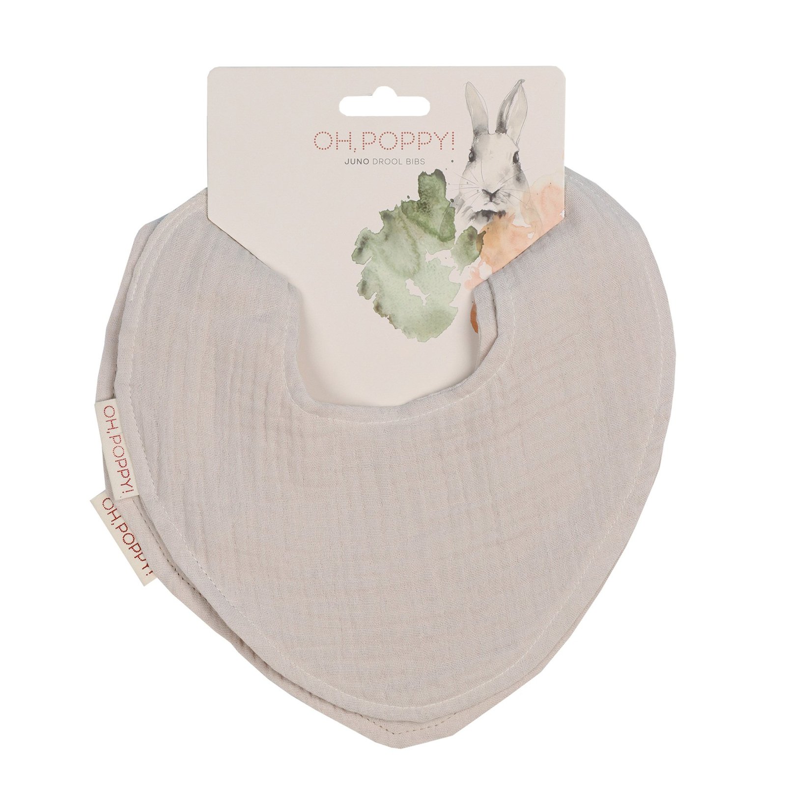 Oh, Poppy! Juno Drool Bibs Linen Beige 2 st