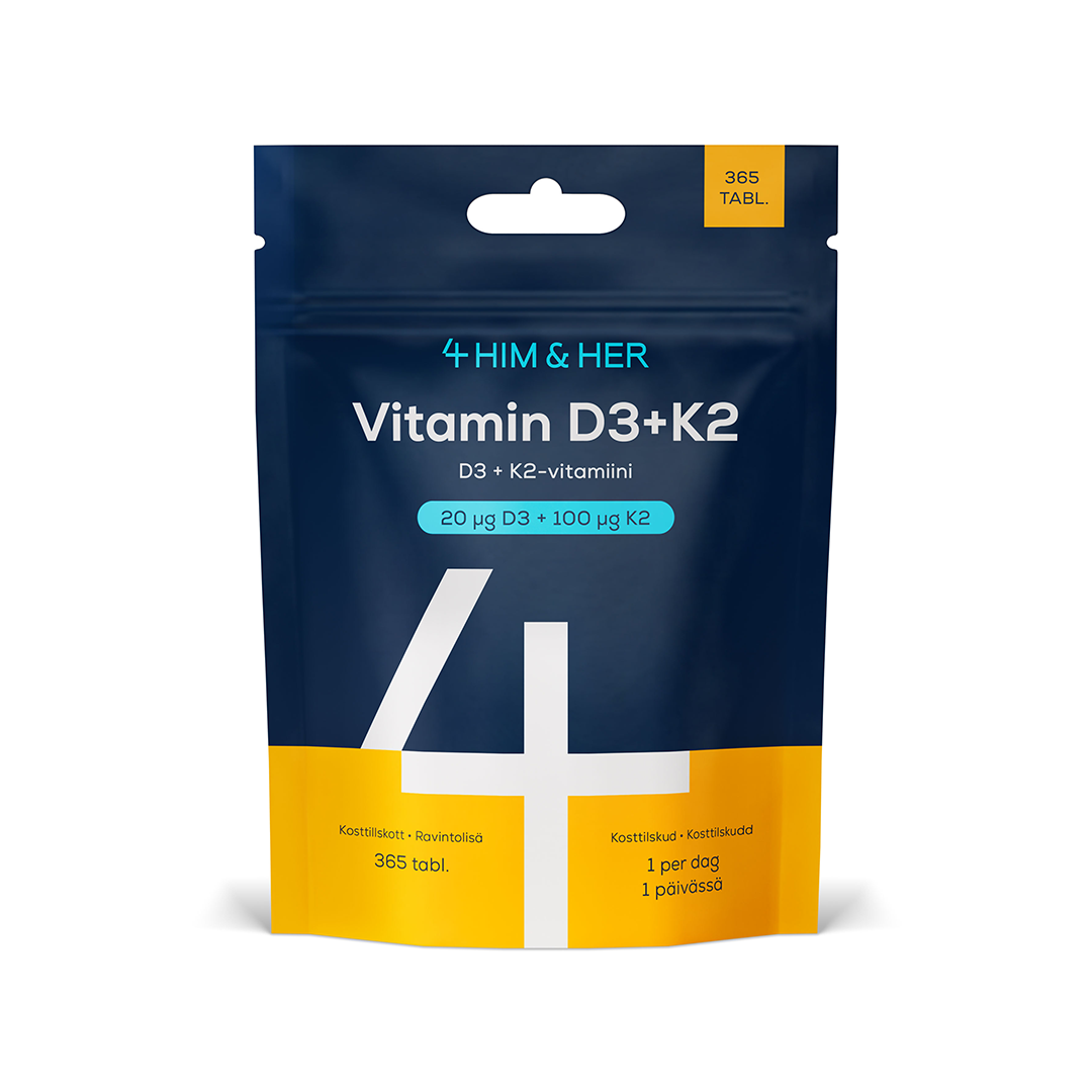 4 HIM & HER Vitamin D3 20 µg + K2 100 µg 365 tabletter