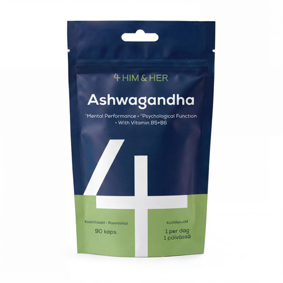 4 HIM & HER Ashwagandha 90 kapslar - rotextrakt med B5 & B6