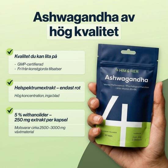 4 HIM & HER Ashwagandha 90 kapslar - rotextrakt med B5 & B6