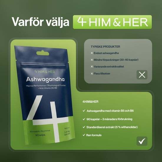 4 HIM & HER Ashwagandha 90 kapslar - rotextrakt med B5 & B6