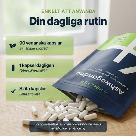 4 HIM & HER Ashwagandha 90 kapslar - rotextrakt med B5 & B6