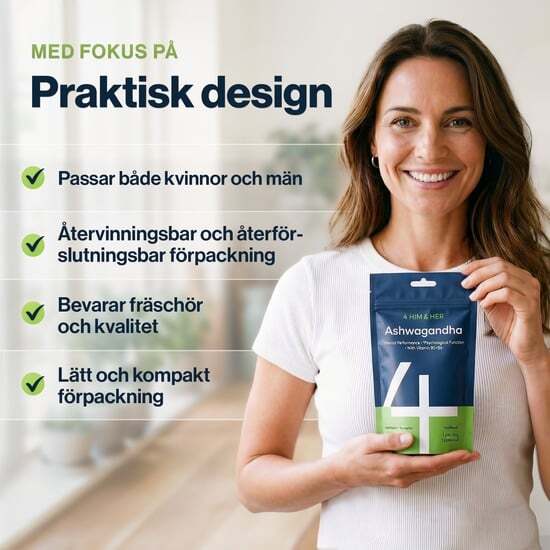 4 HIM & HER Ashwagandha 90 kapslar - rotextrakt med B5 & B6