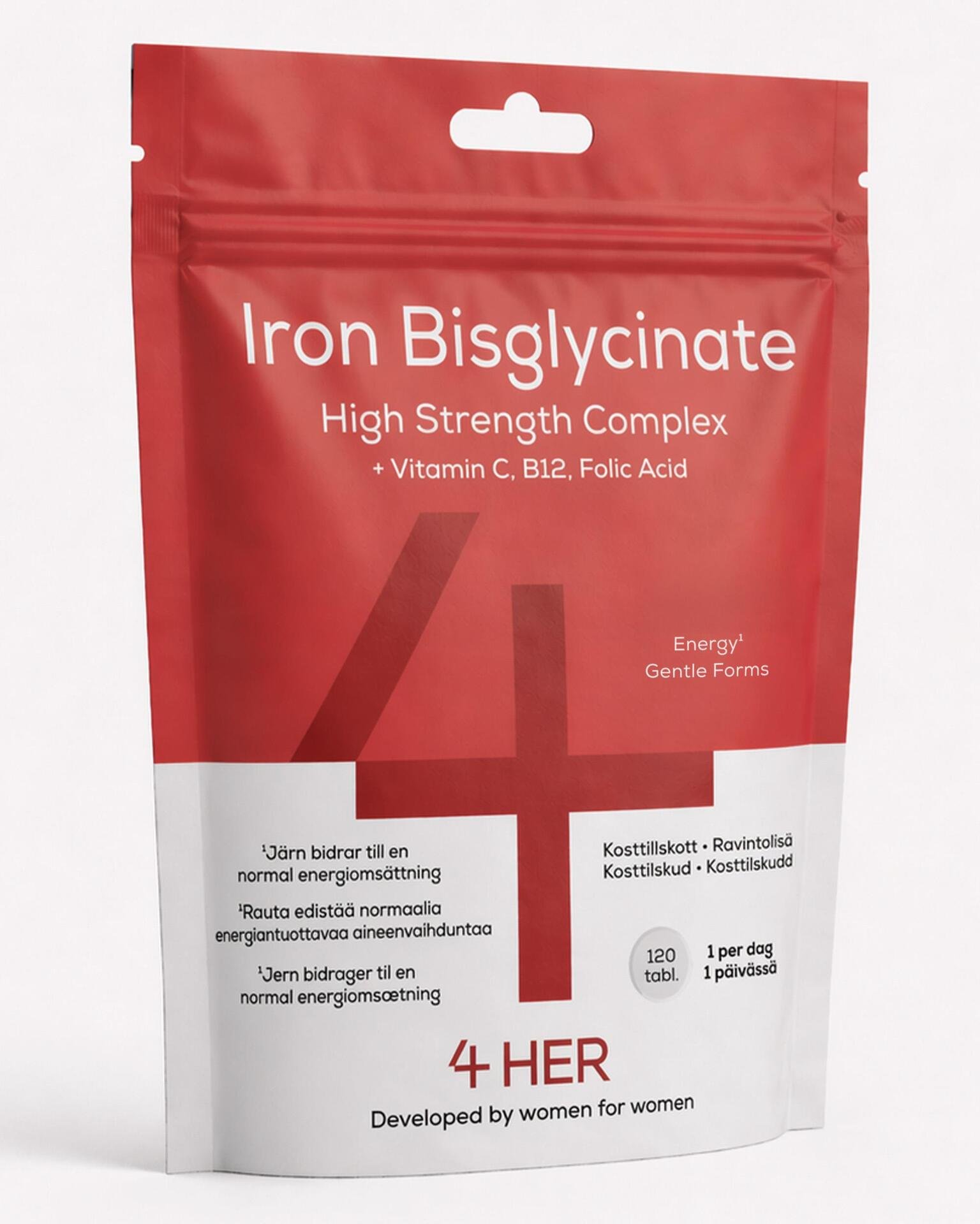 Iron Bisglycinate 120 tabl - järntabletter med folsyra