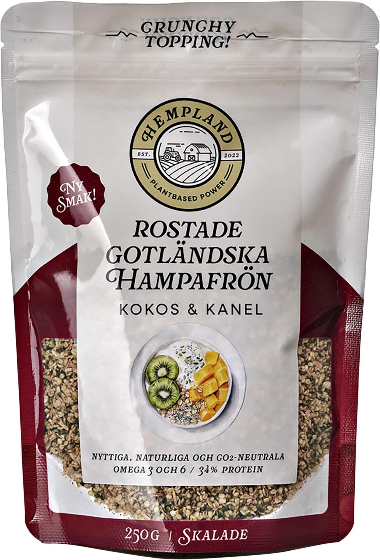 Hempland Rostade & Skalade Gotländska Hampafrön Kokos & Kanel 250 g