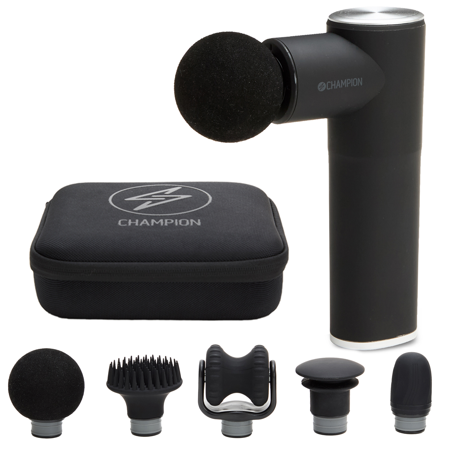 Champion Massagepistol Compact Power 3300RPM 1800mAh MG400 Svart/Silver