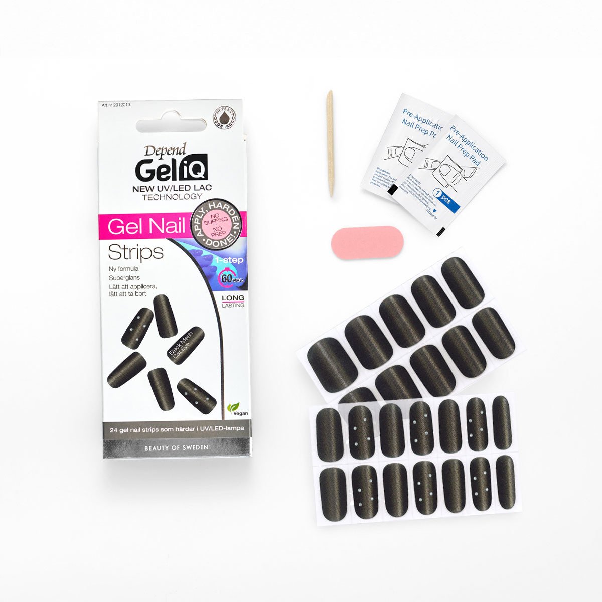 Depend Gel iQ Gel Nail Strips Black Mesh Cat Eye Nord