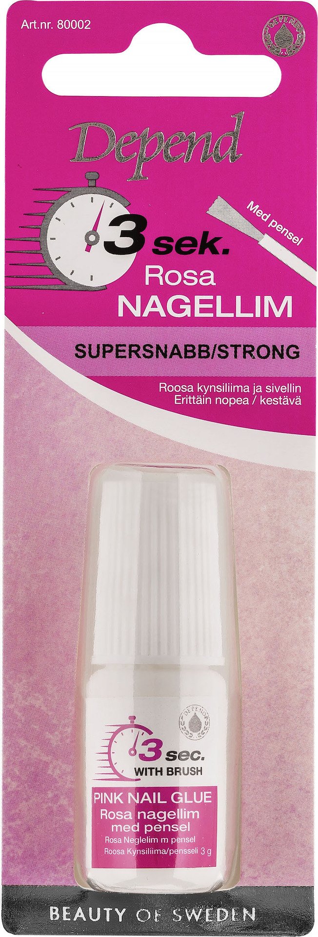 Depend 3 Sek. Rosa Nagellim med pensel