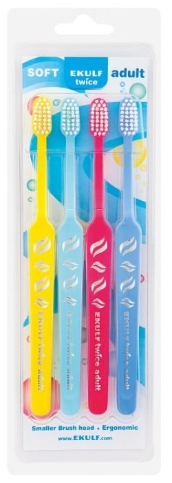 EKULF Twice Tandborste Adult 4-pack