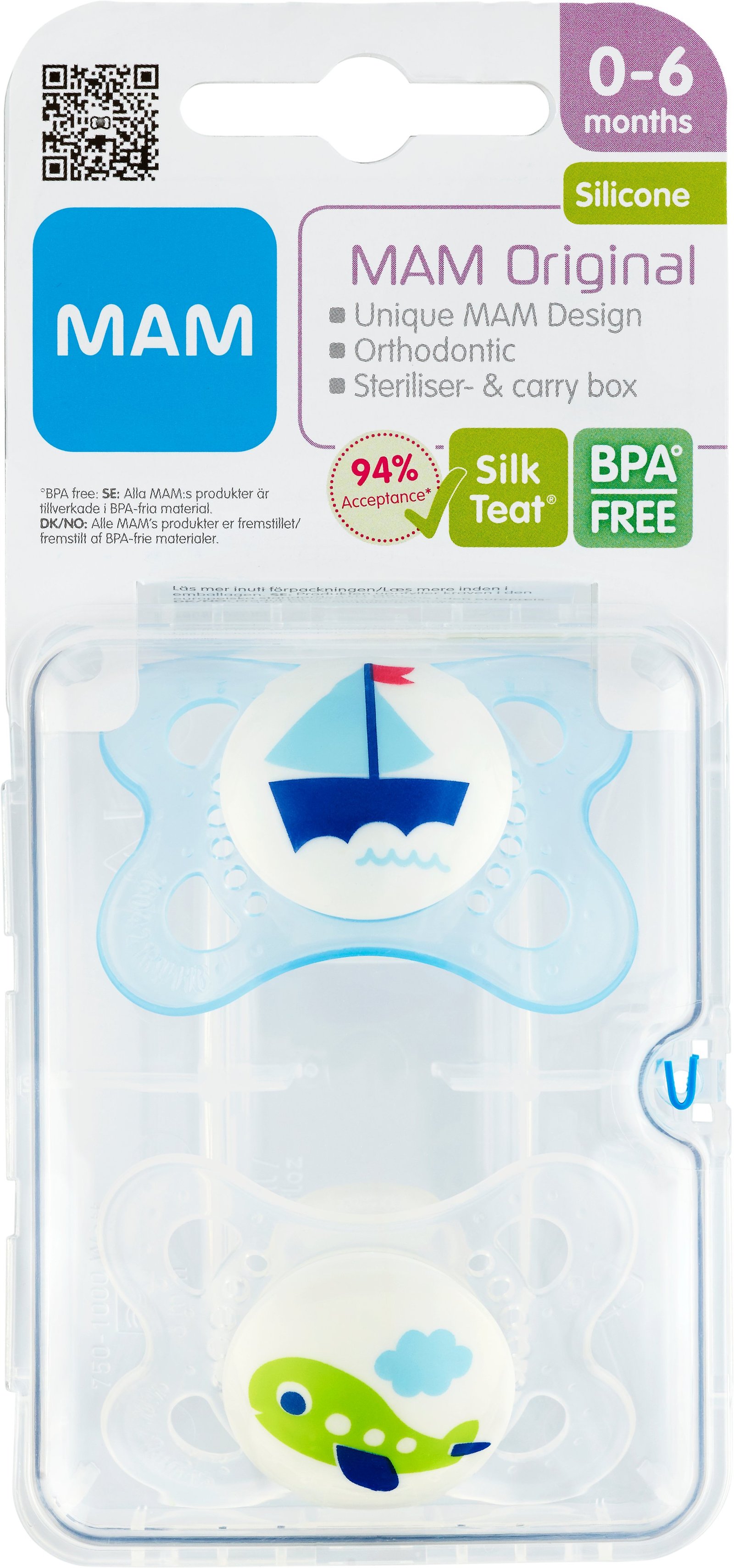 MAM Original Nappar 0-6 Månader Silikon 2 st - Olika färger