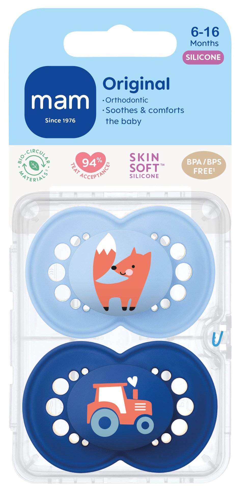 MAM Original 6-16 Månader Silikon 2 st - Olika färger
