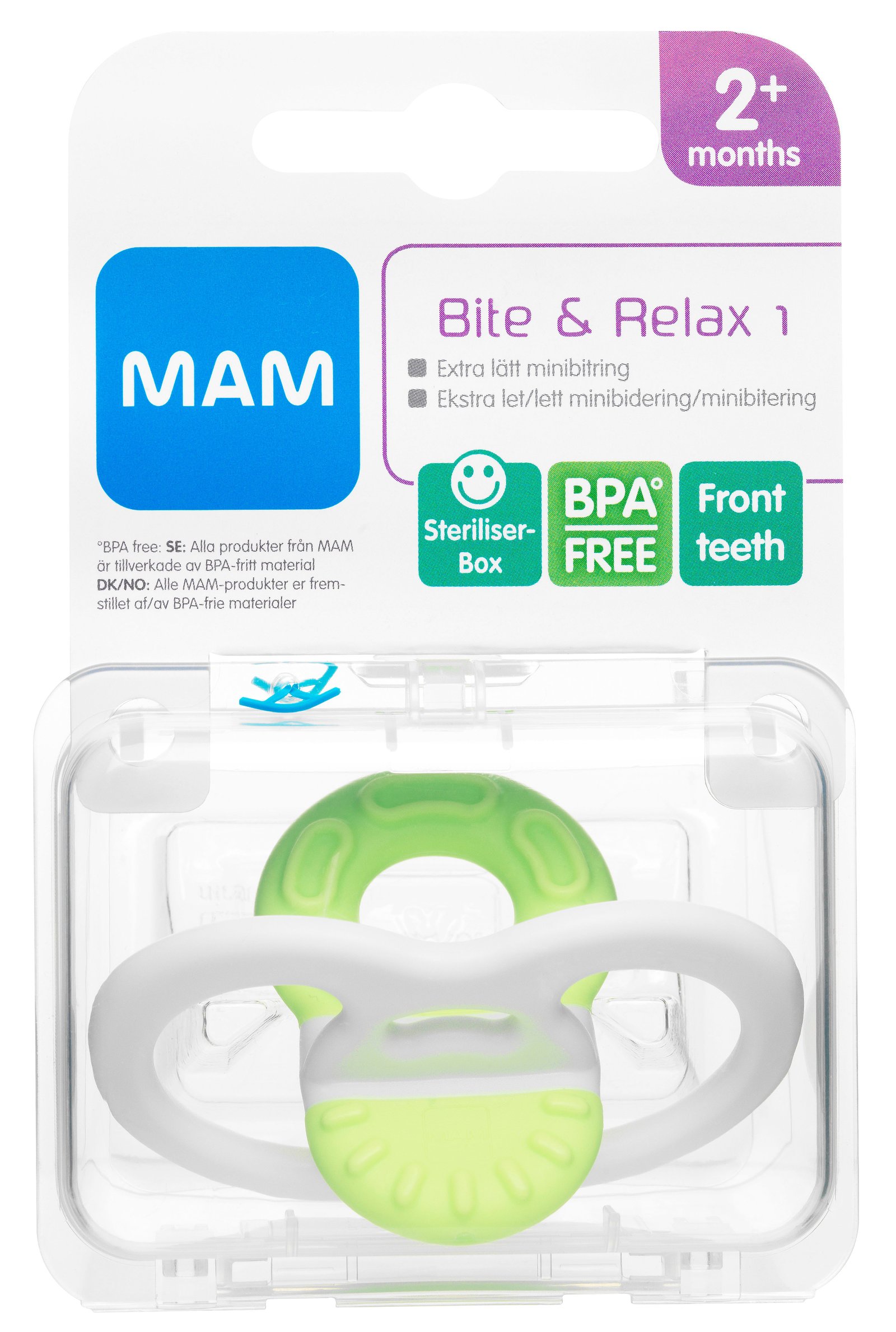 MAM Bite & Relax Phase 1 Minibitring 2+ Månader 1 st - Olika färger
