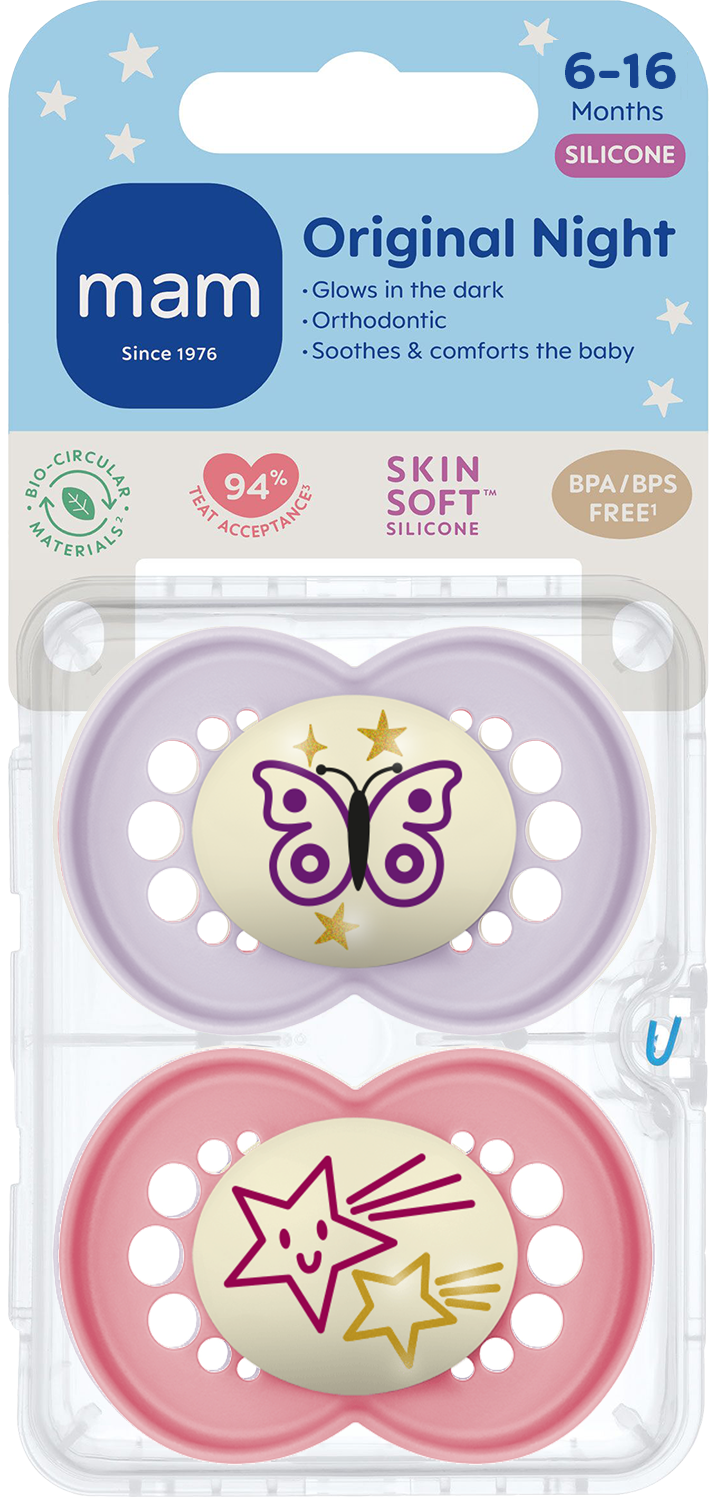 MAM Original Night Nappar 6-16 Månader Silikon 2 st - Olika färger