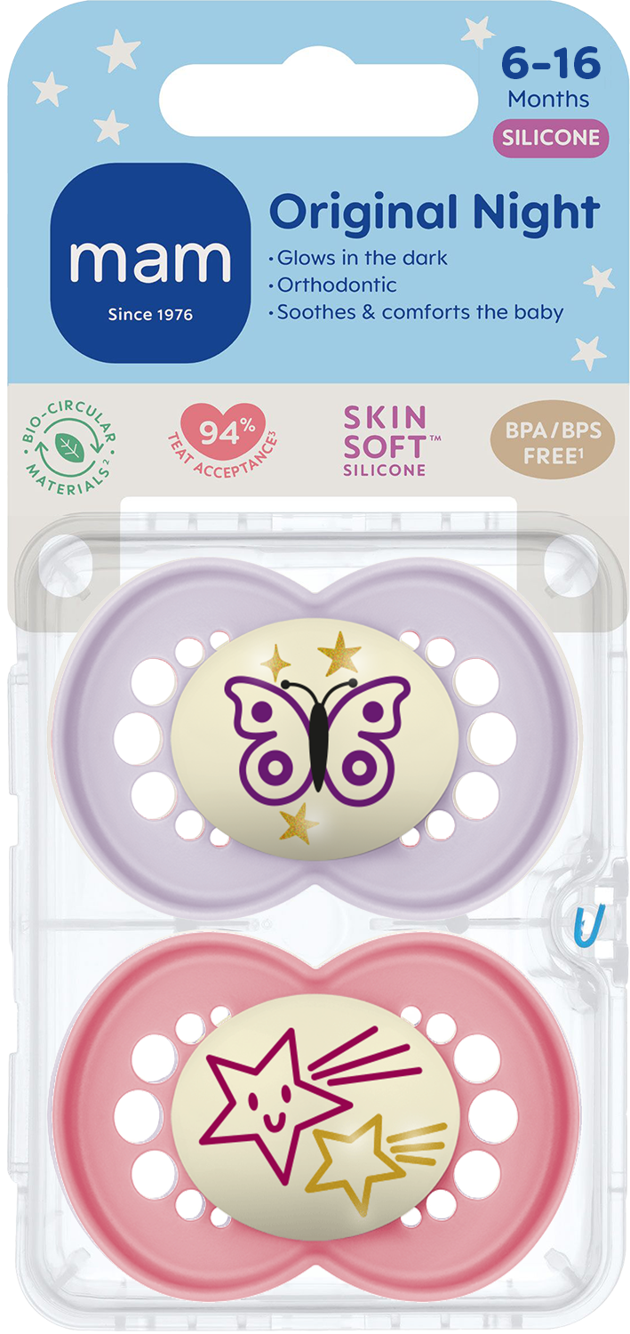 MAM Original Night Nappar 6-16 Månader Silikon 2 st - Olika färger