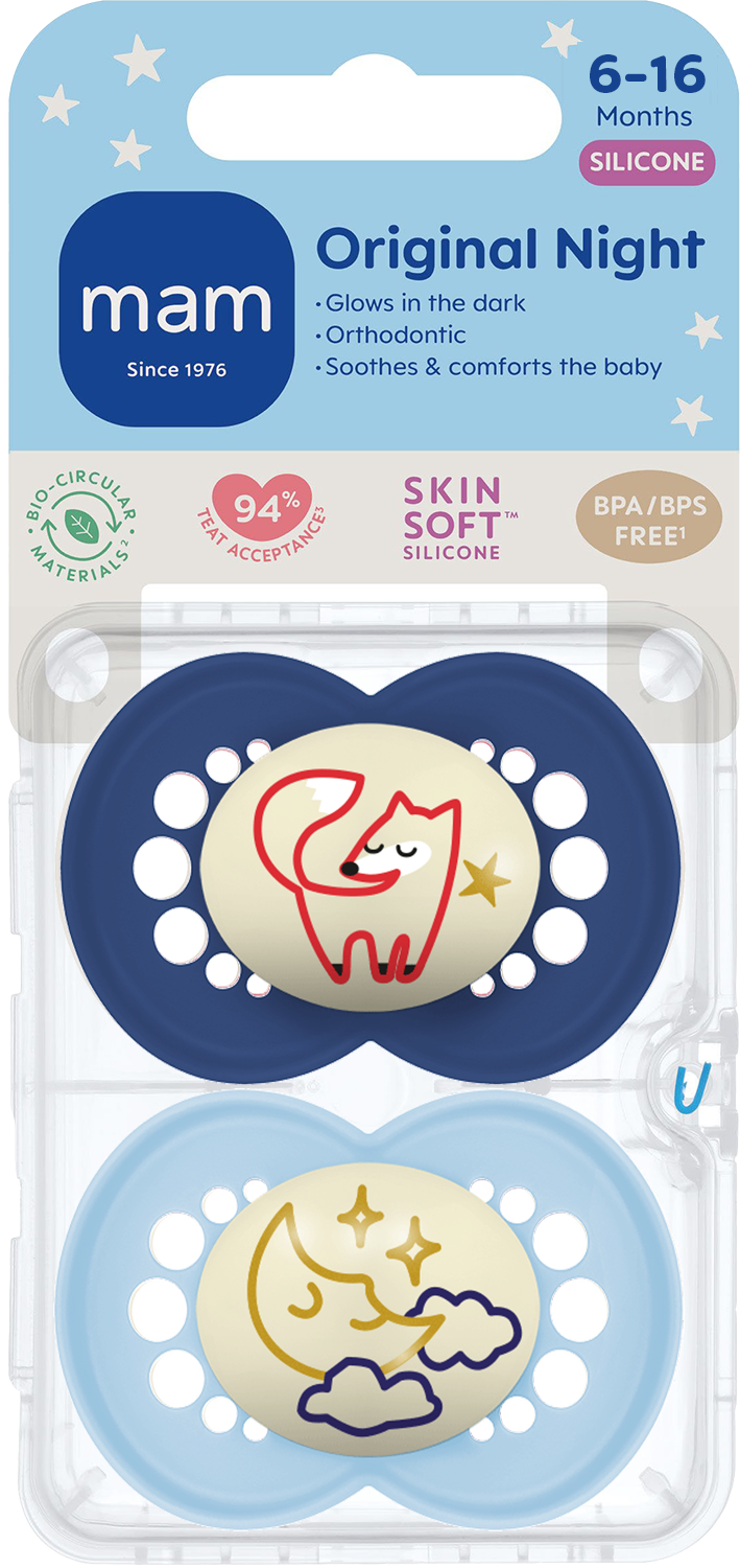 MAM Original Night Nappar 6-16 Månader Silikon 2 st - Olika färger