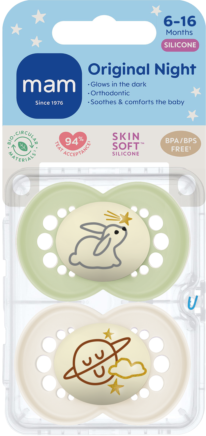 MAM Original Night Nappar 6-16 Månader Silikon 2 st - Olika färger