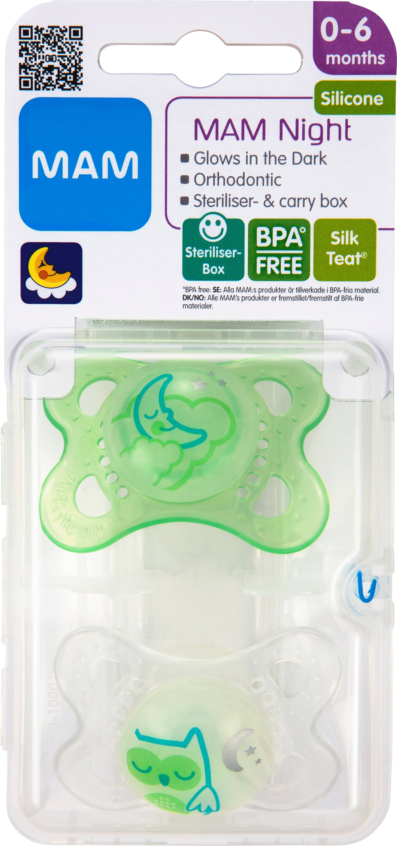 MAM Original Night Nappar 0-6 Månader Silikon 2 st - Olika färger