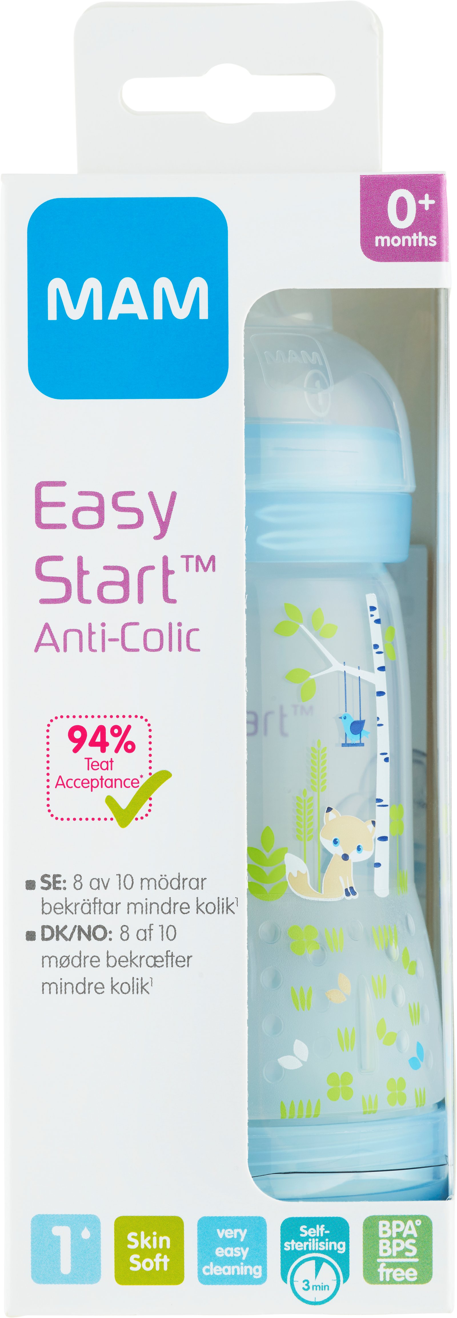 MAM Easy Start Anti Colic Nappflaska 0+ Månader 260 ml - Olika färger