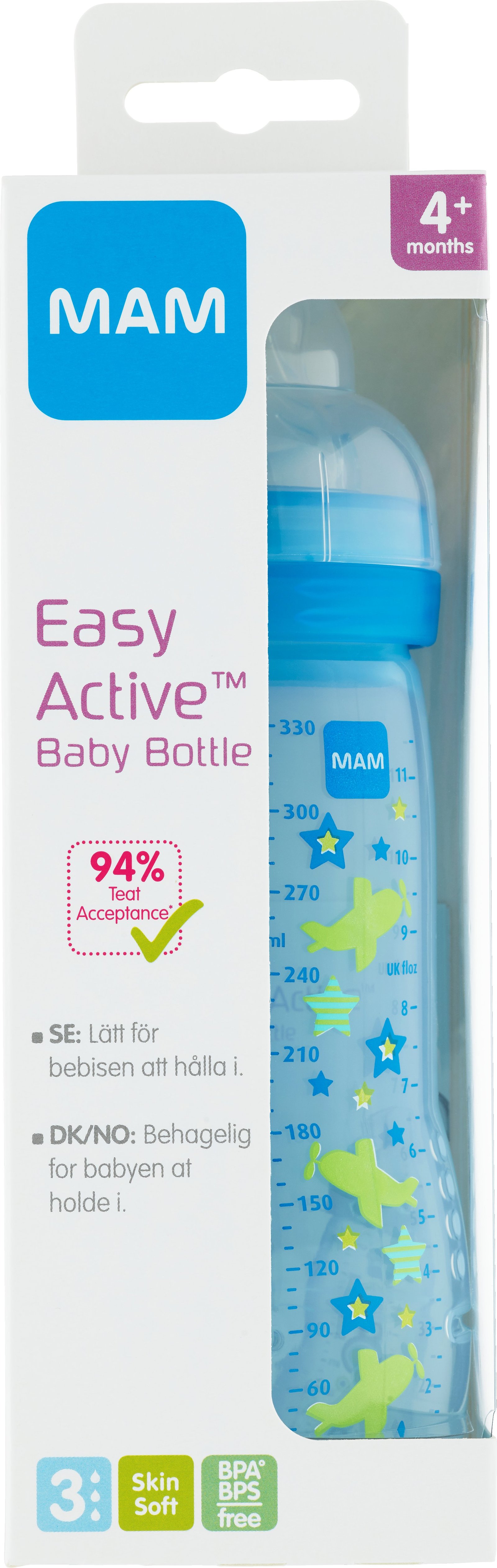 MAM Easy Active Nappflaska 4+ Månader 330 ml - Olika färger
