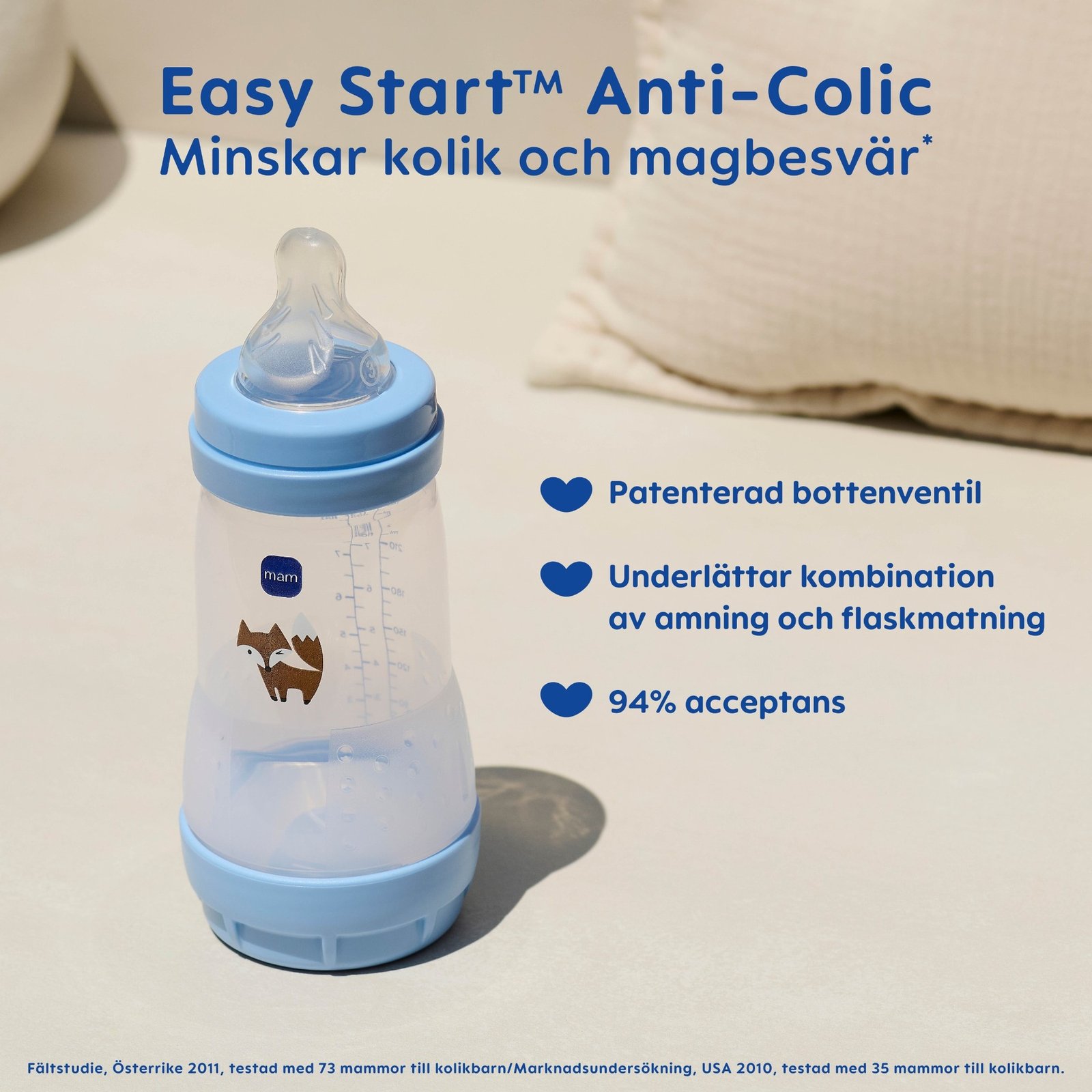 MAM Easy Start Anti-Colic Blue 160 ml 2 st