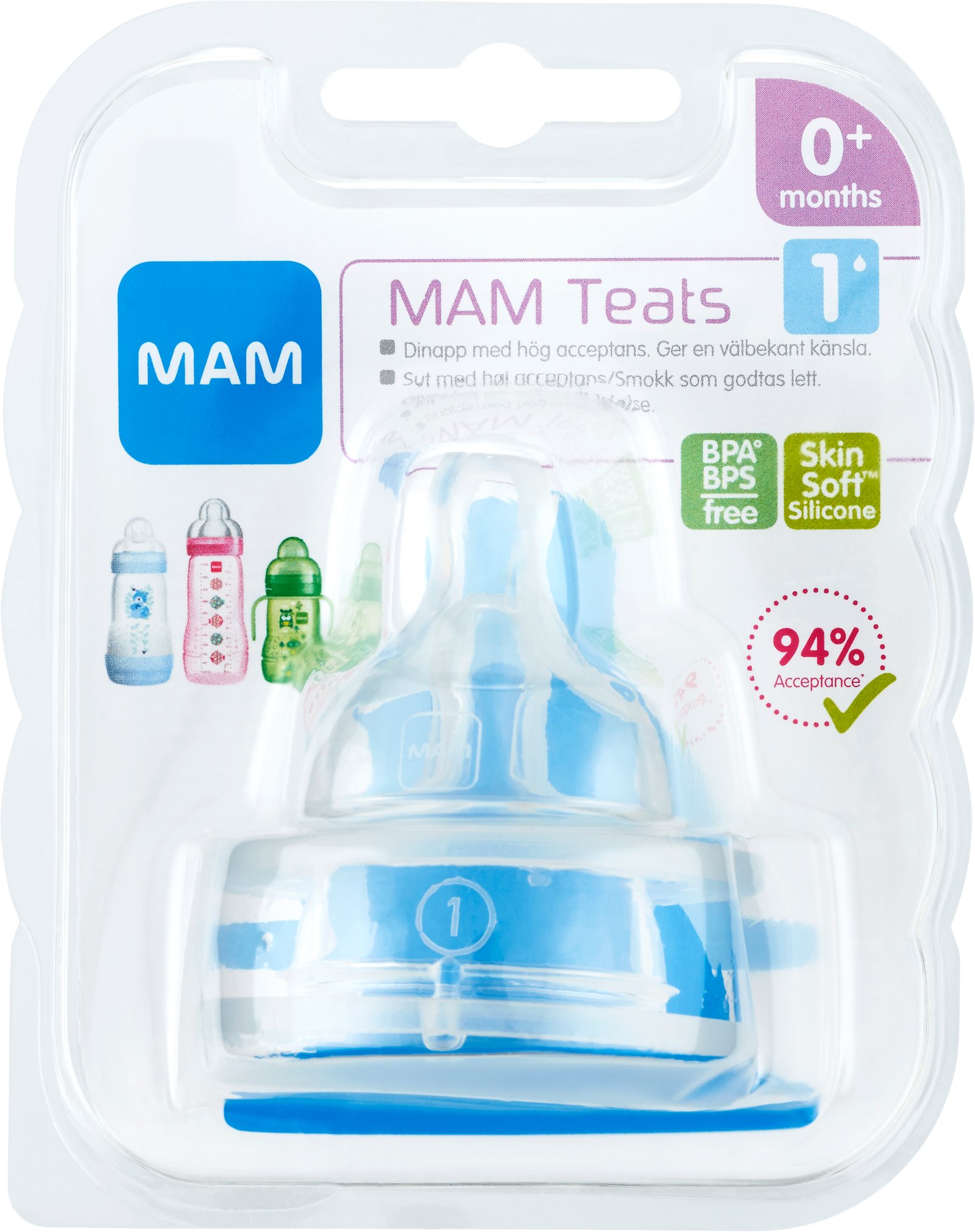 MAM Teat Dinappar Size 1 +0 Månader 2 st