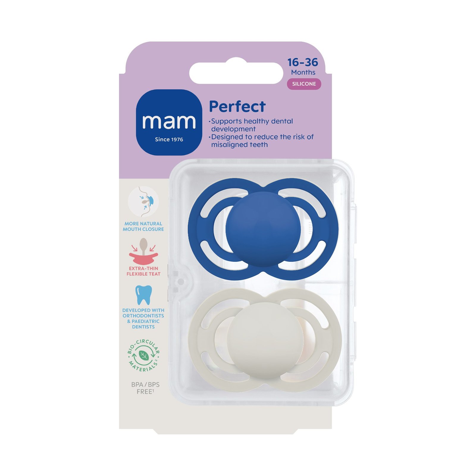 MAM Perfect Nappar 16-36 Månader Silikon 2 st - Olika färger