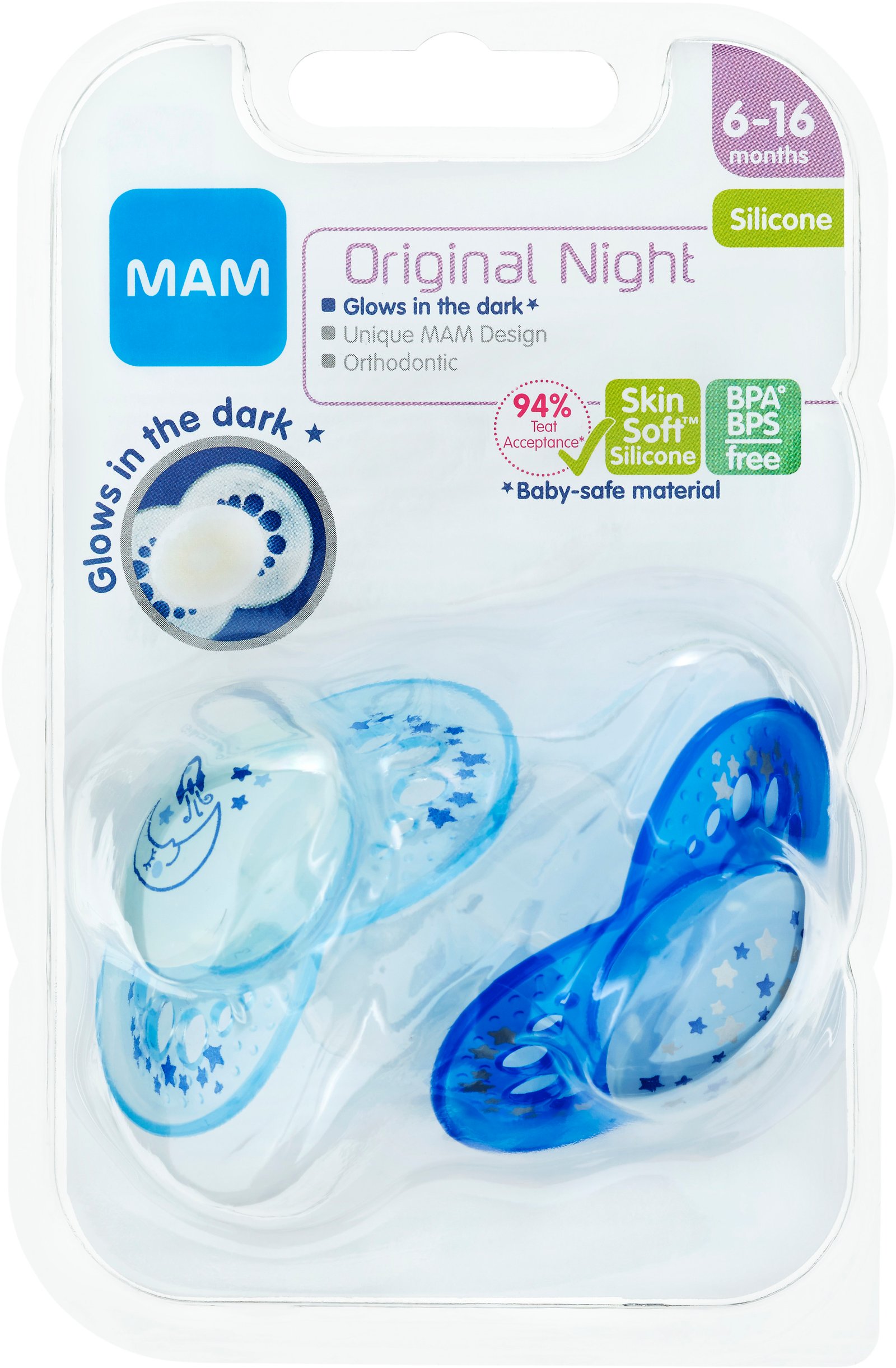 MAM Original Night Nappar 6-16 Månader Silikon 2 st - Olika färger