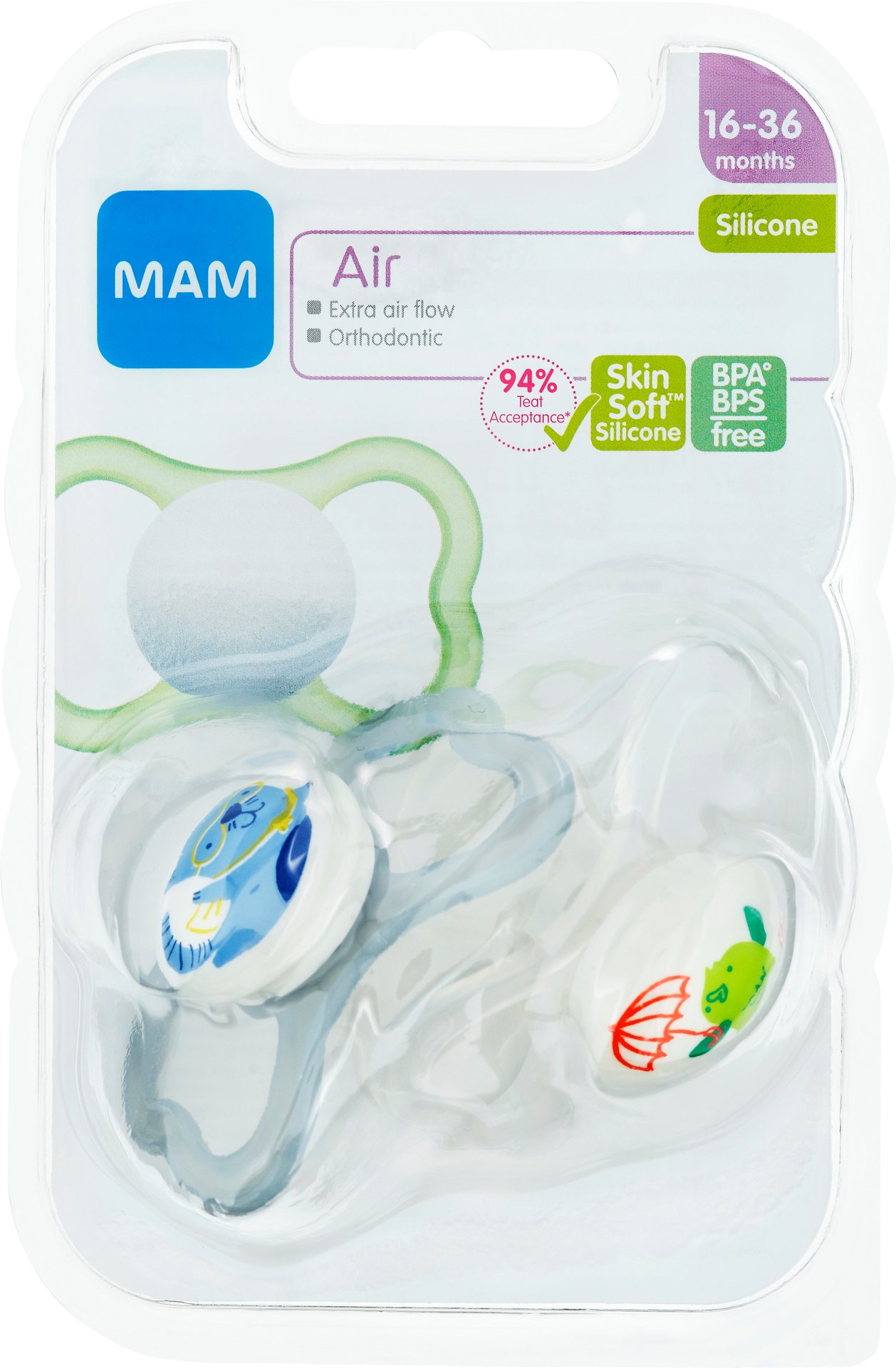 MAM Air Nappar 16-36 Månader Silikon 2 st - Olika färger