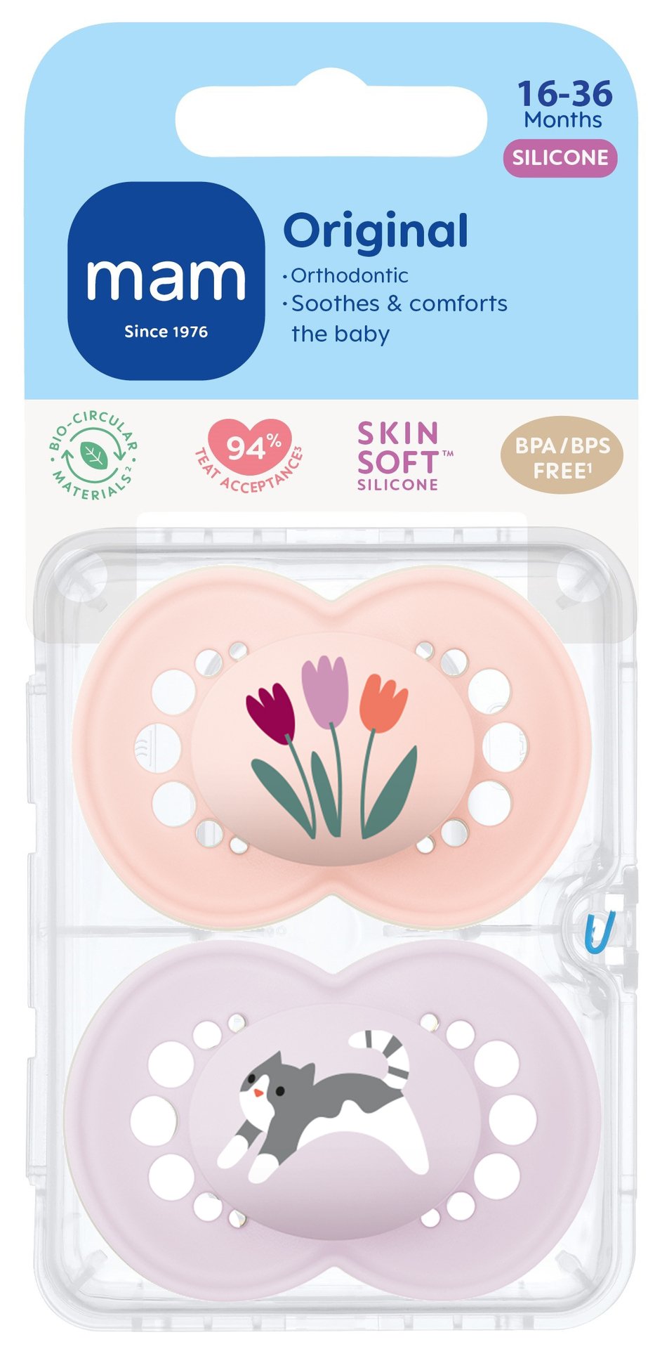 Mam Original Silikon Nappar 16-36 Månader 2 st - Olika färger