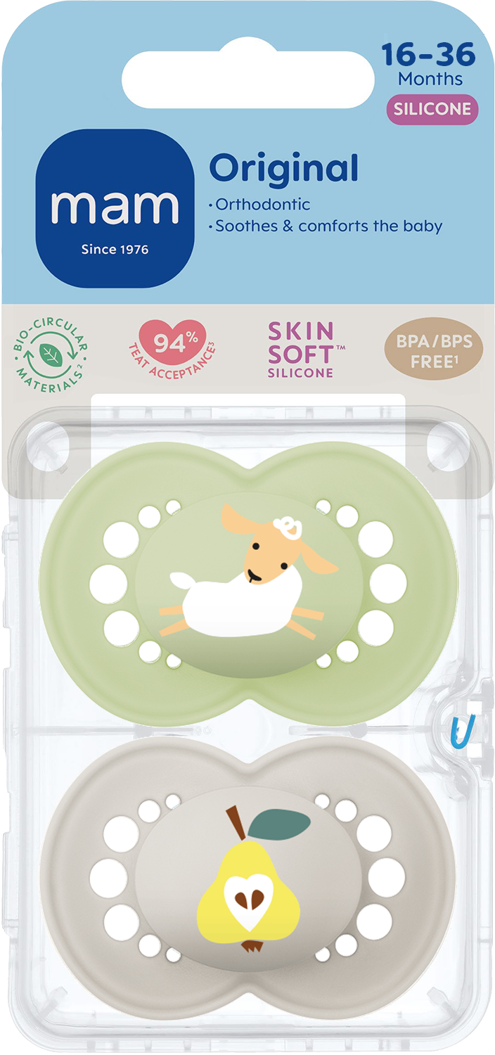 Mam Original Silikon Nappar 16-36 Månader 2 st - Olika färger