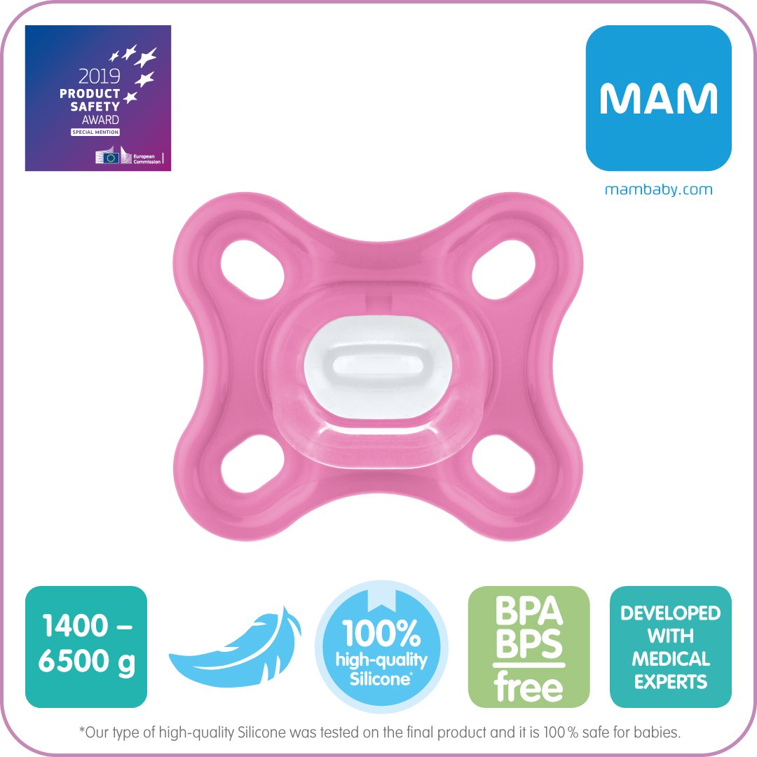 MAM Comfort Newborn Napp 0+ Månader Silikon Blå 1 st