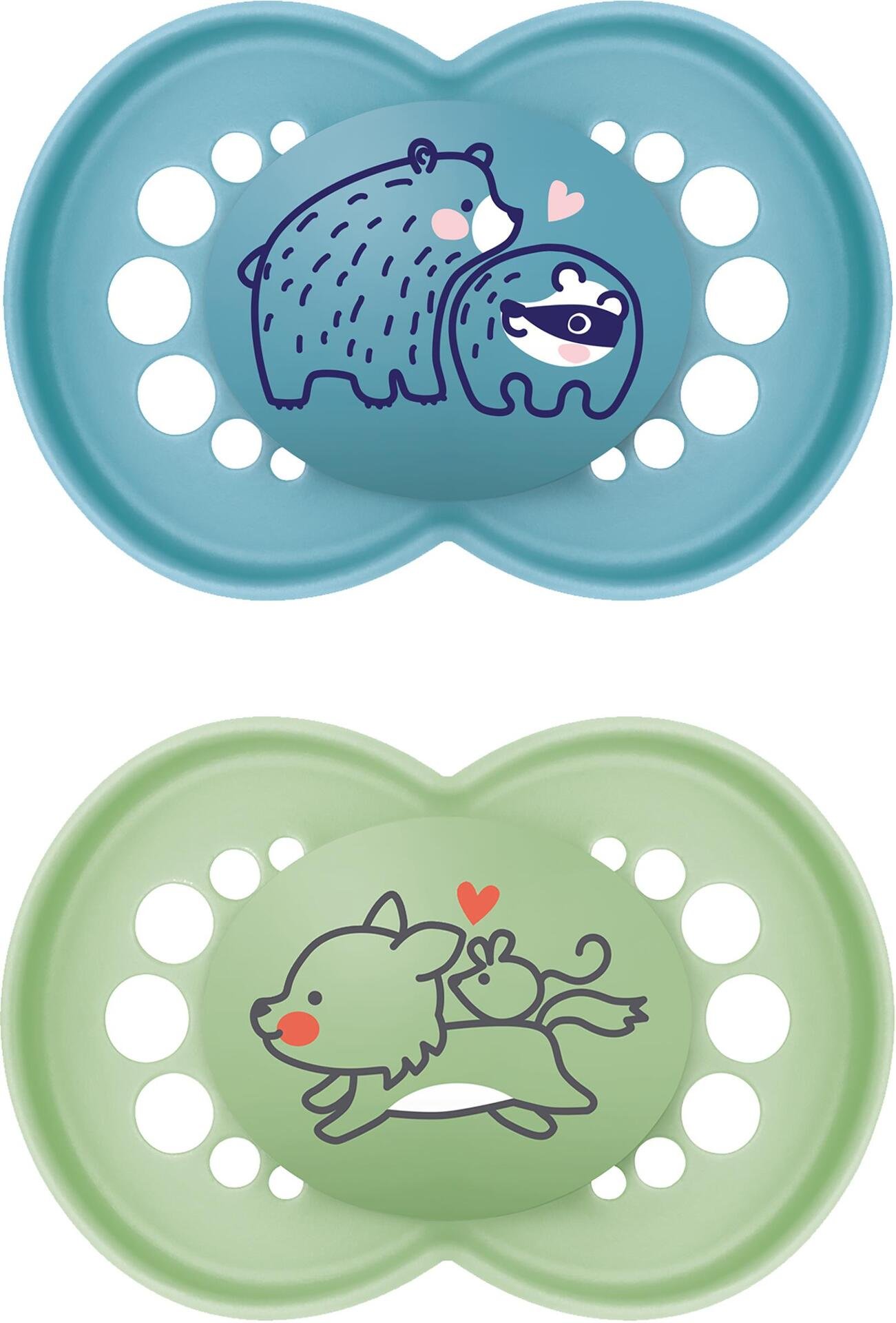 MAM Original 16-36 månader Silk 2-pack med Steriliseringsbox Blå