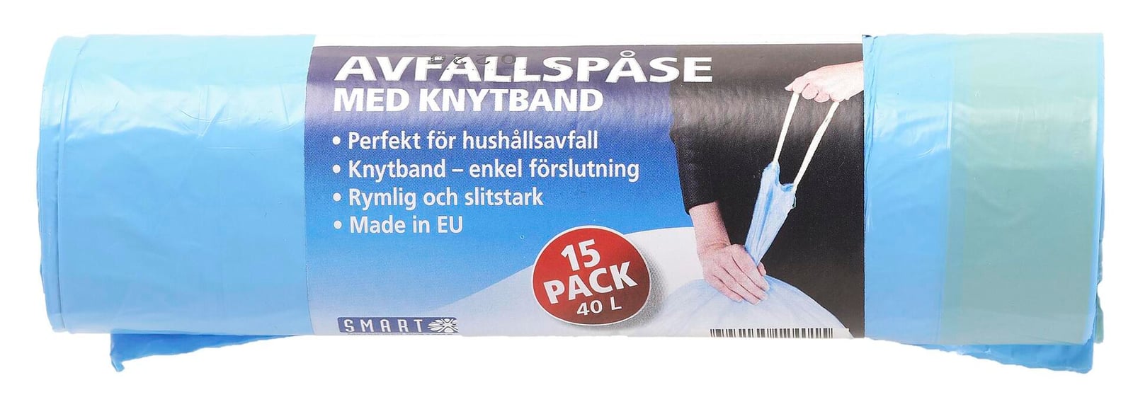 Smart Microfiber Avfallspåse med Knytband 15-pack 40L