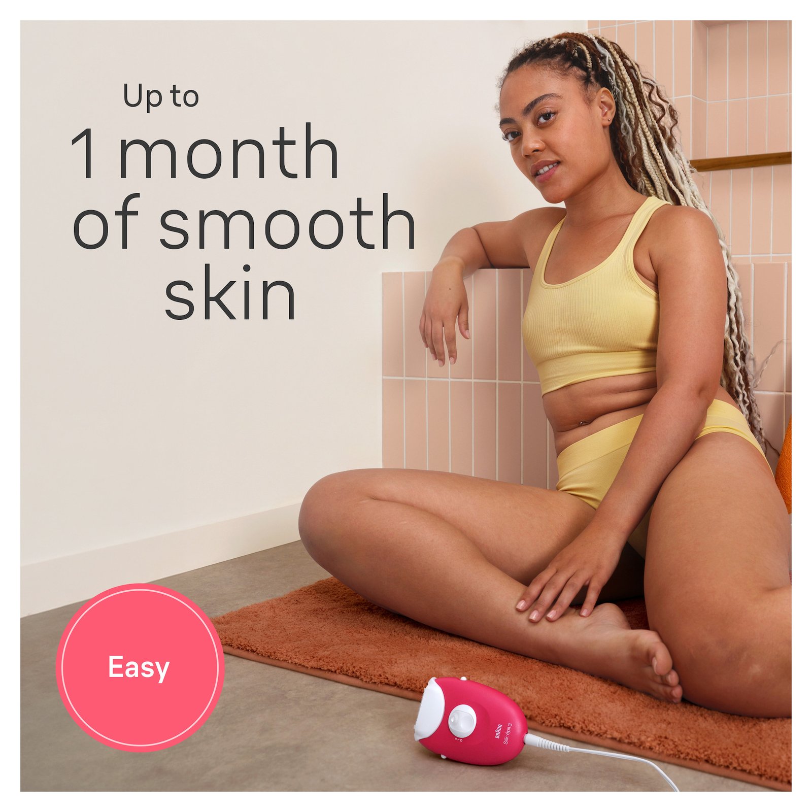 Braun Silk-épil 3, Epilator med sladd, för hårborttagning, med ladyshaver och trimmerkam 3-031, Rosa
