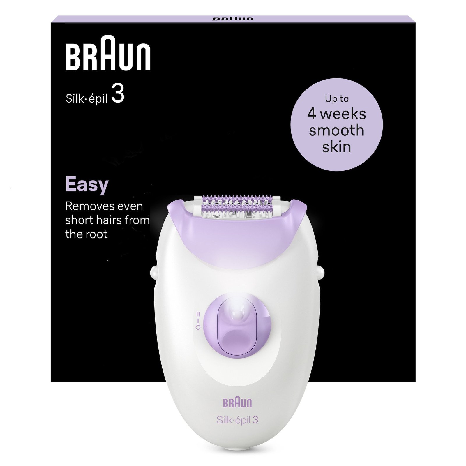 Braun Silk-épil 3, Epilator med sladd, för hårborttagning, 3-000, Lila