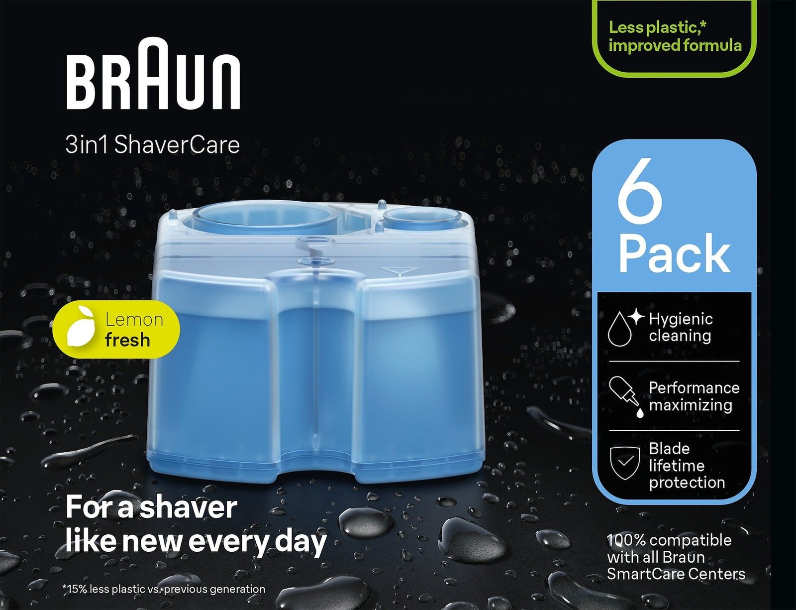 Braun 3in1 ShaverCare Refiller Hygienisk rengöring för SmartCare Center, 6‑pack