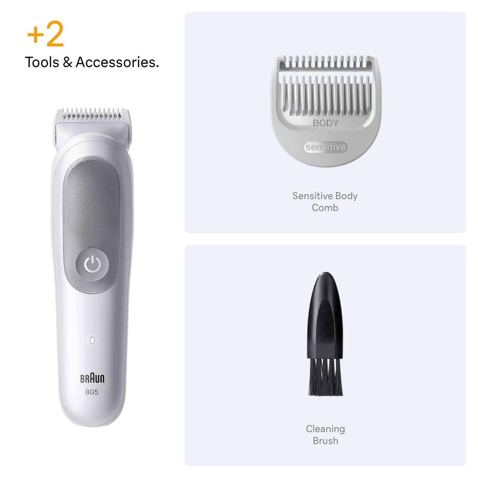 Braun Body Groomer Series 5 Kroppstrimmer, +2 Grooming-verktyg, BG5500, Grå
