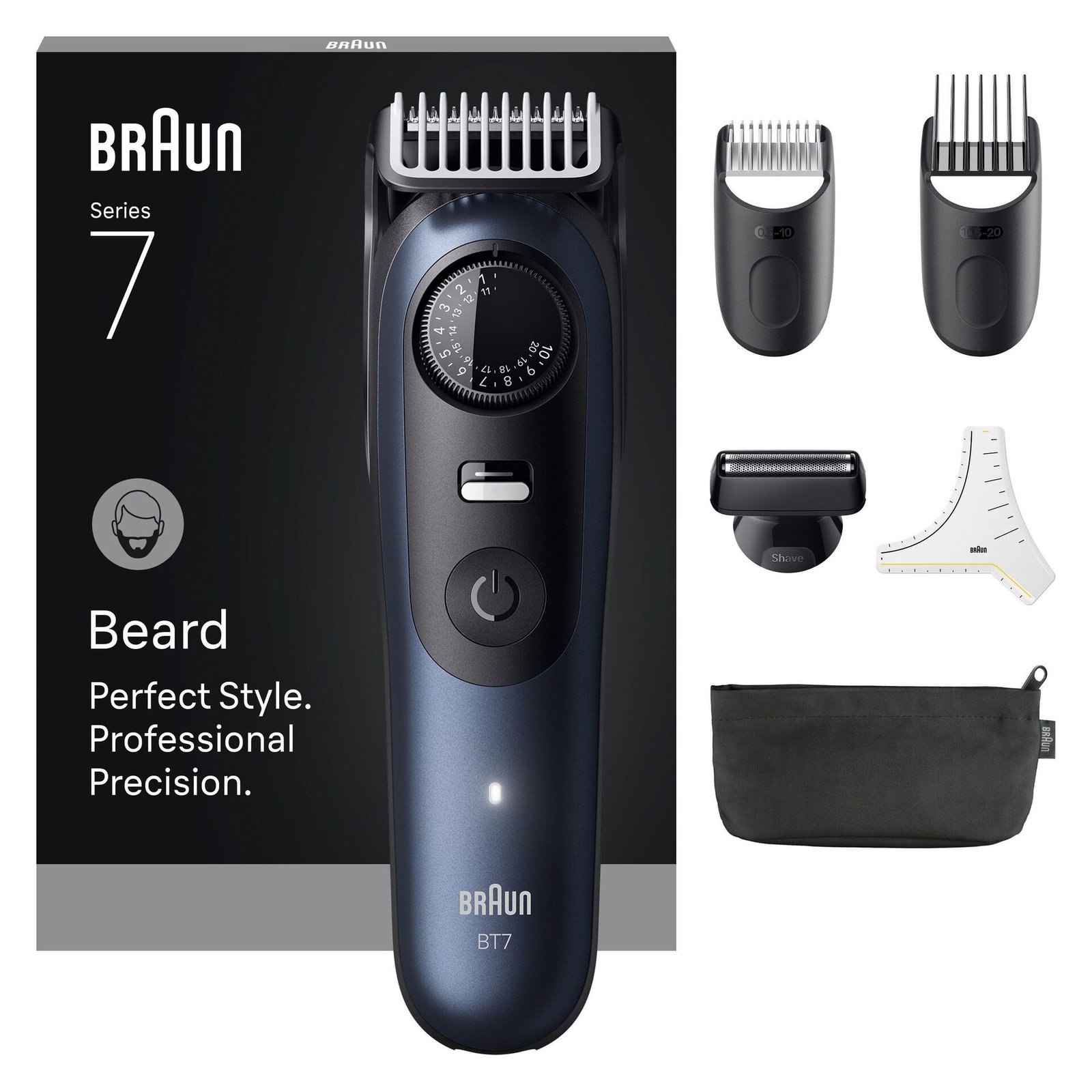 Braun Skäggtrimmer Series 7, +6 Barberverktyg, BT7520, Blå