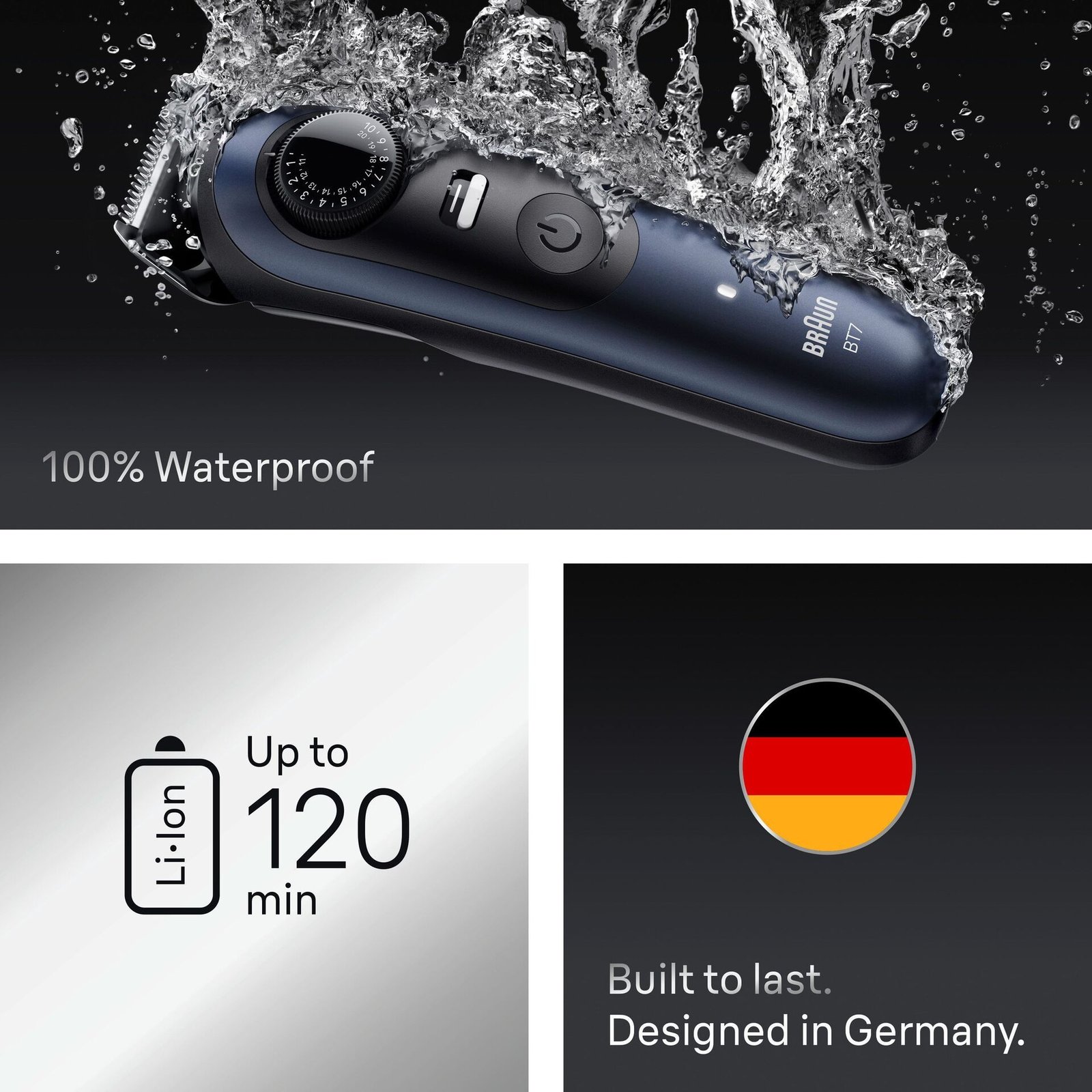 Braun Skäggtrimmer Series 7, +6 Barberverktyg, BT7520, Blå