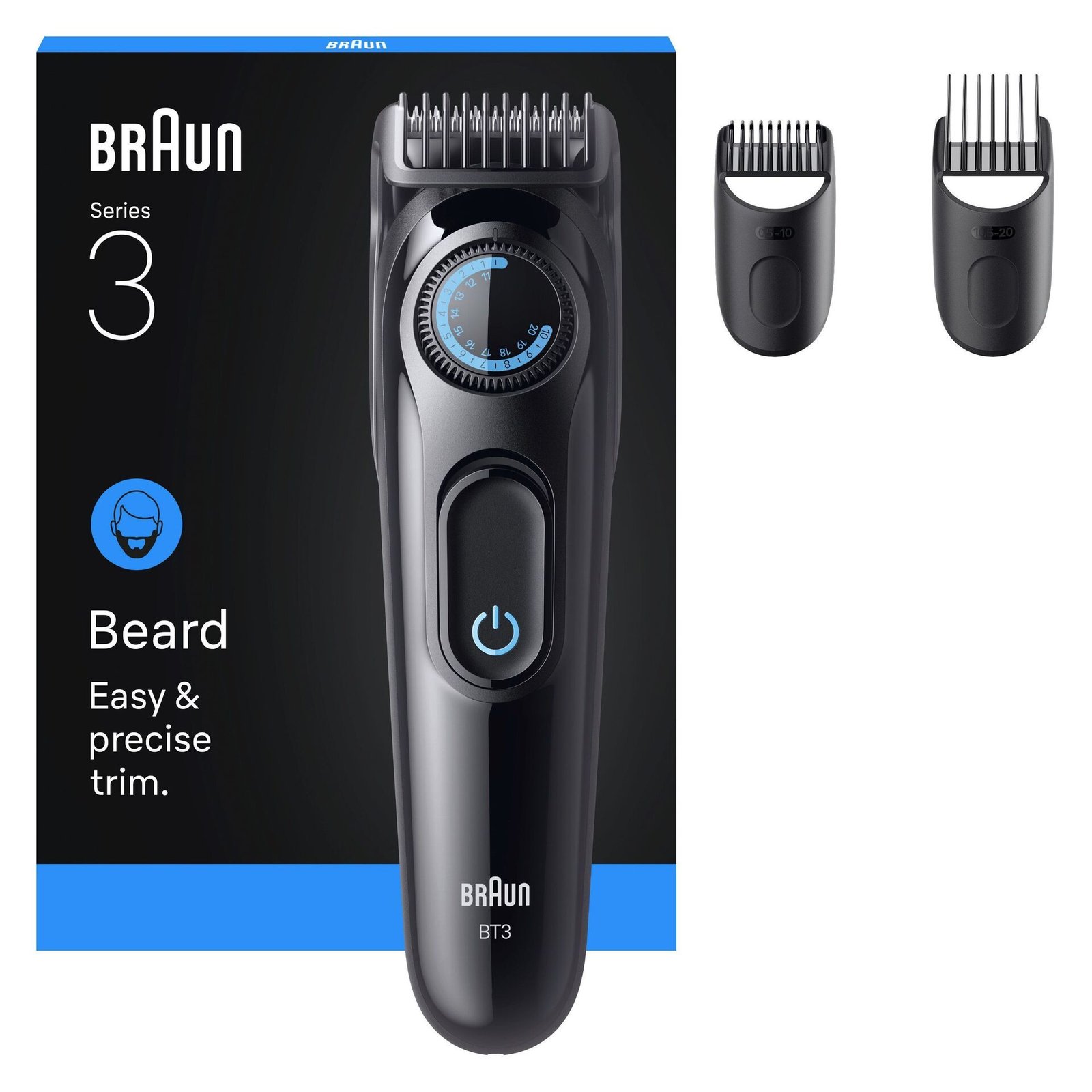 Braun Skäggtrimmer Serie 3, +3 Stylingverktyg, BT3520, Svart