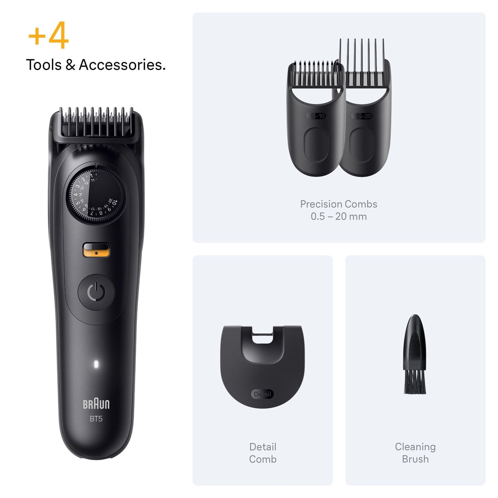 Braun Skäggtrimmer Series 5, +4 Stylingverktyg, BT5520, Svart