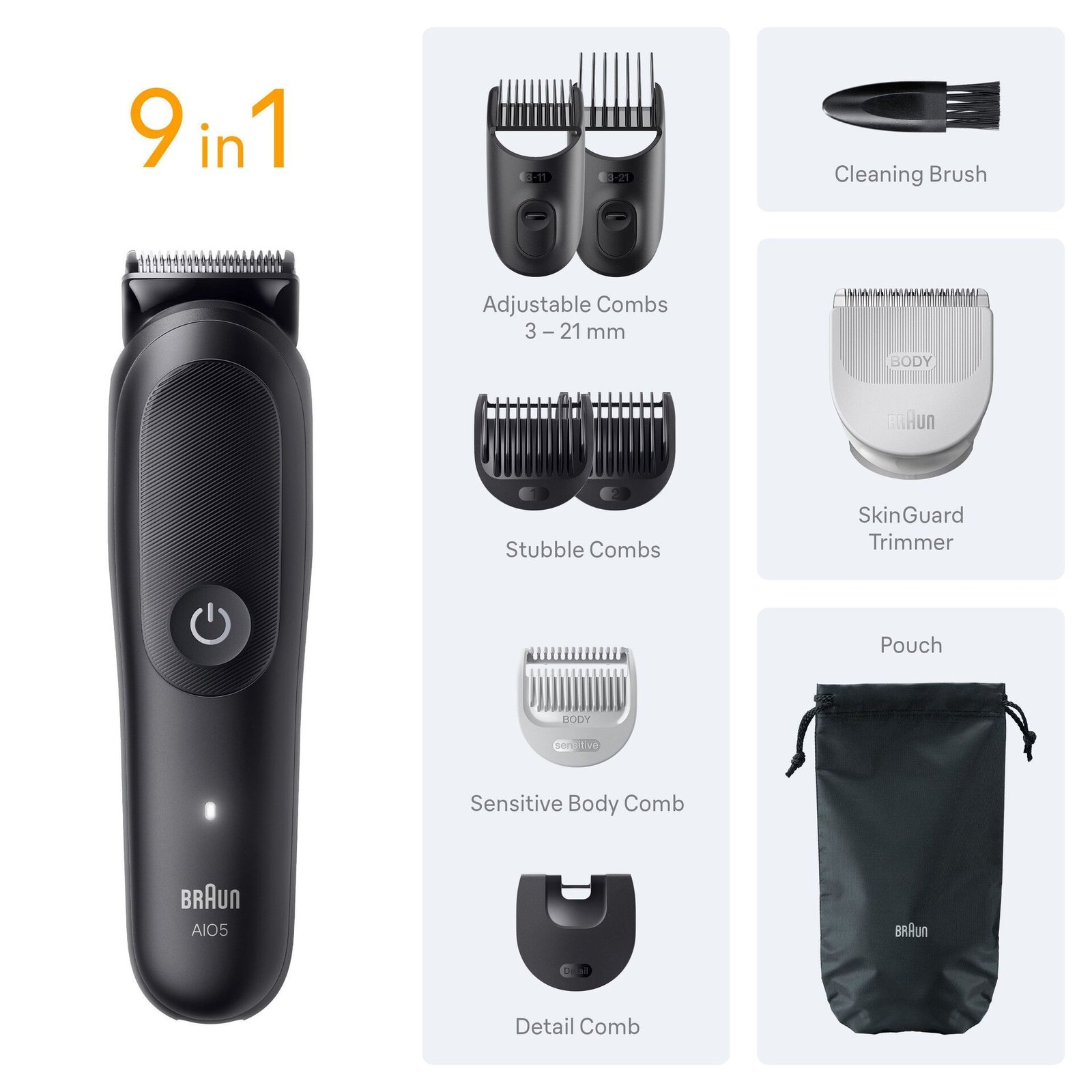 Braun Allt-in-One Series 5, 9in1 Grooming Kit, AIO5540, Svart