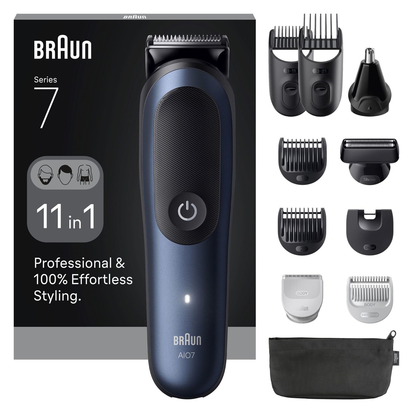 Braun All-in-One Series 7, 11in1 Grooming Kit, AIO7540, Blå