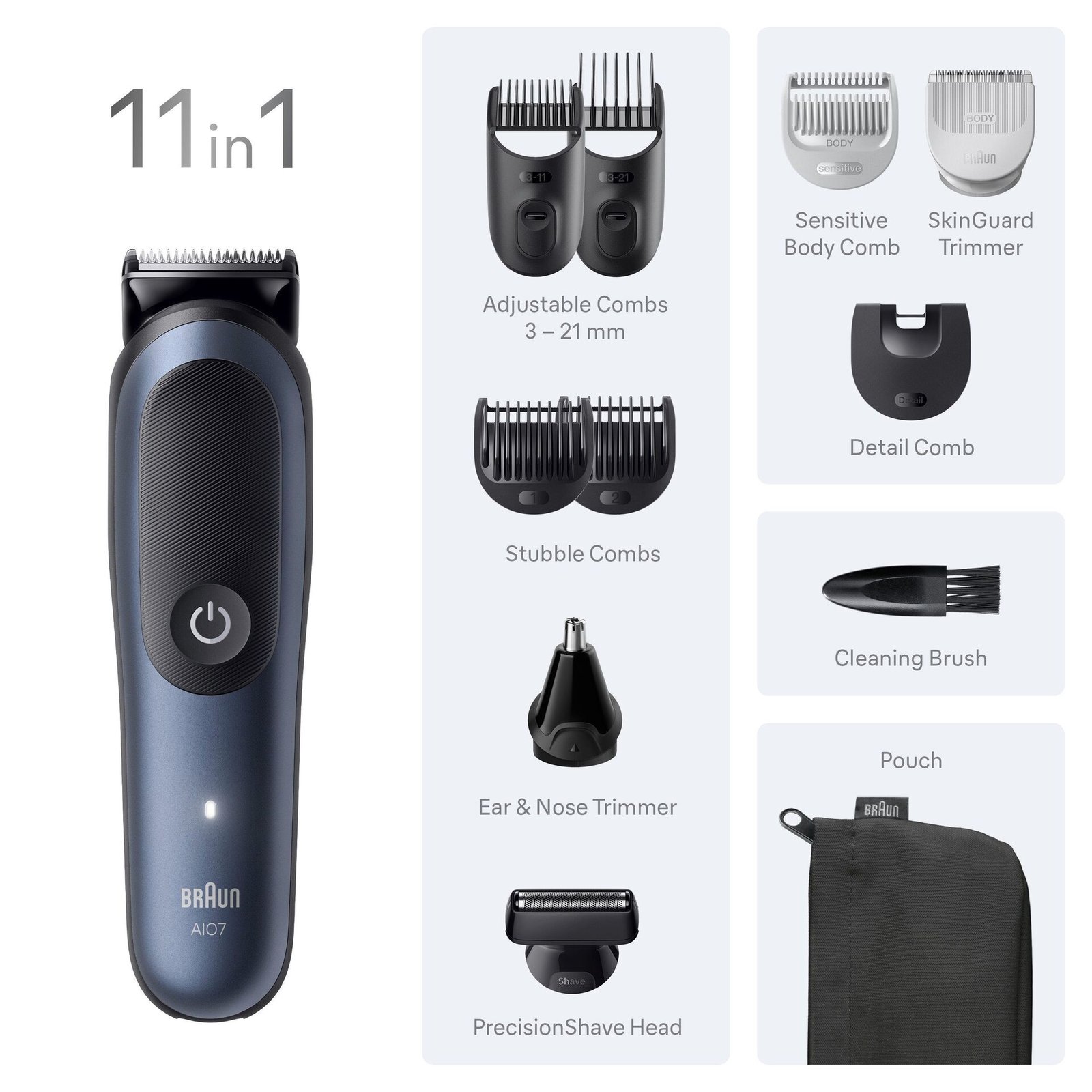 Braun All-in-One Series 7, 11in1 Grooming Kit, AIO7540, Blå