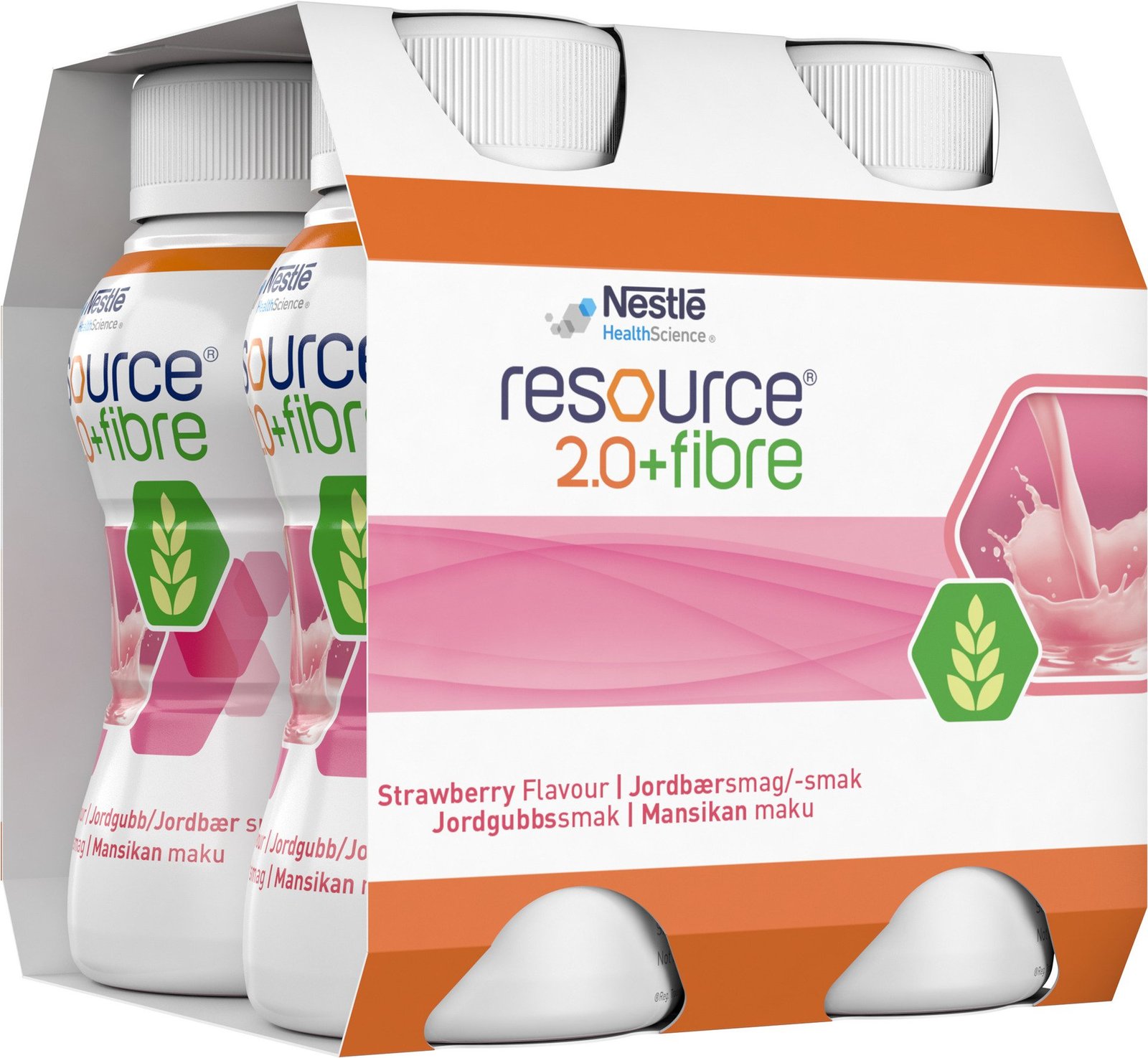 Nestlé Resource 2.0+Fibre Jordgubb 4 x 200 ml