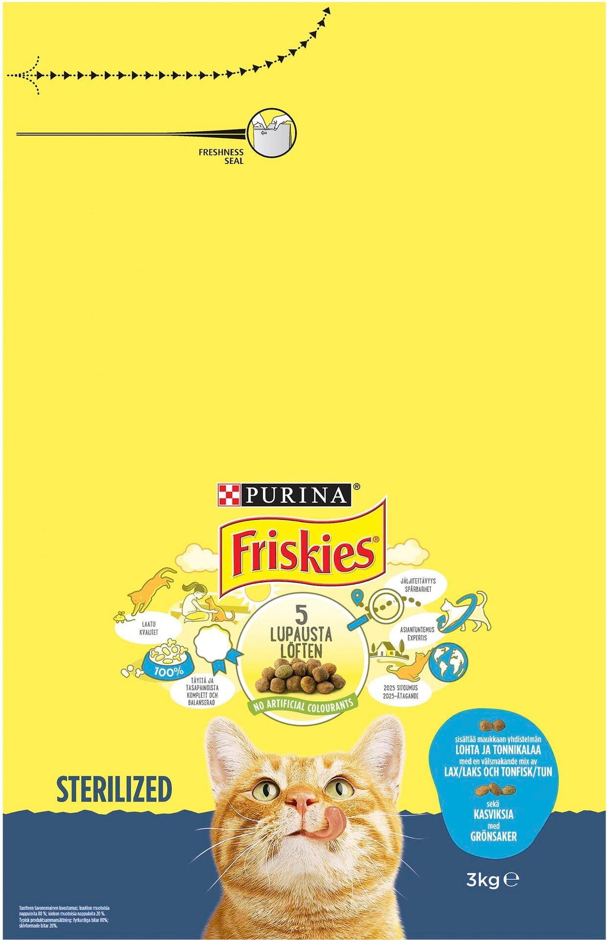 Purina Friskies Torrfoder Kattmat Steriliserad Lax & grönsaker 3 Kg