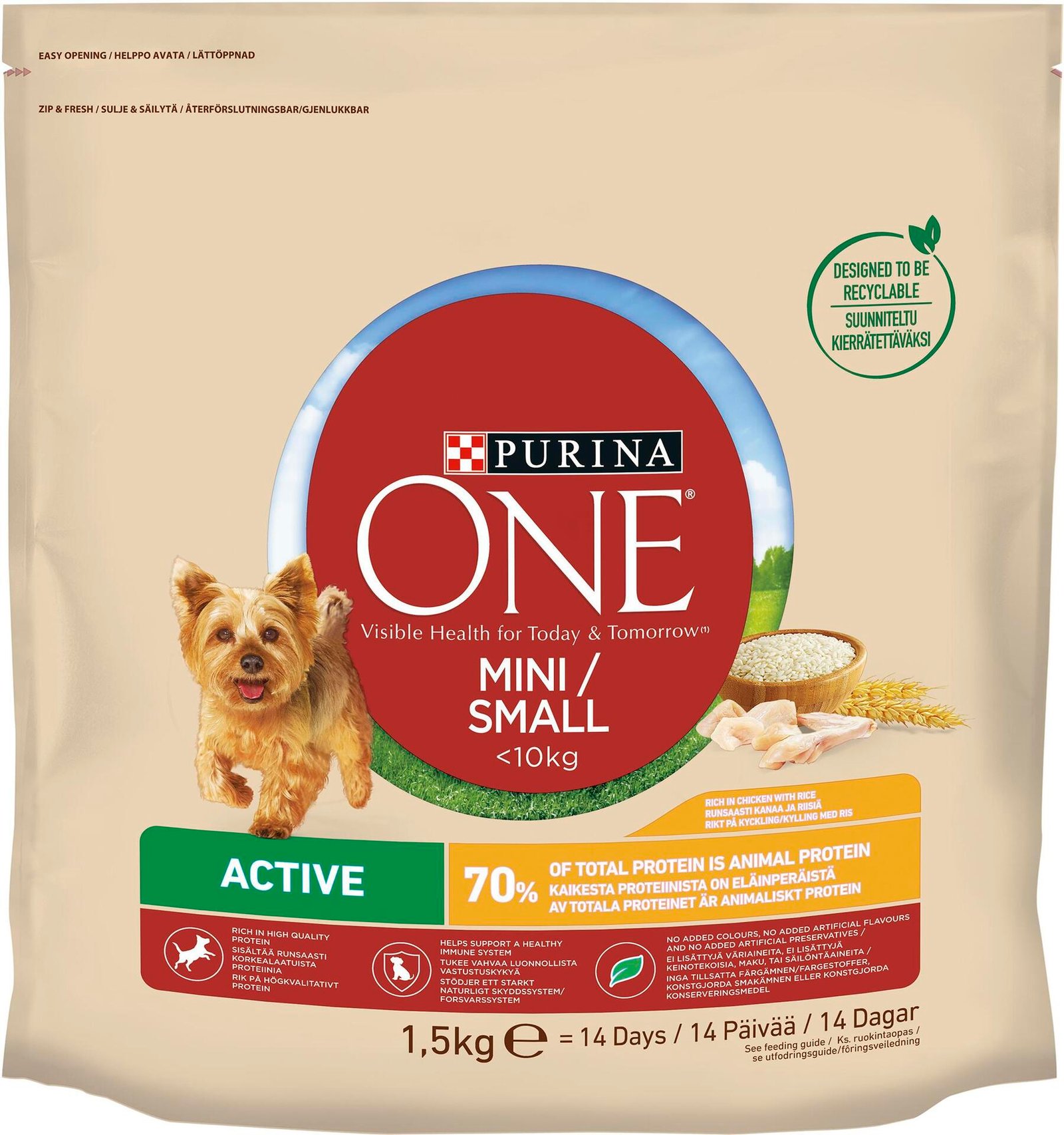 Purina One Active hundfoder Kyckling och Ris 1500 g