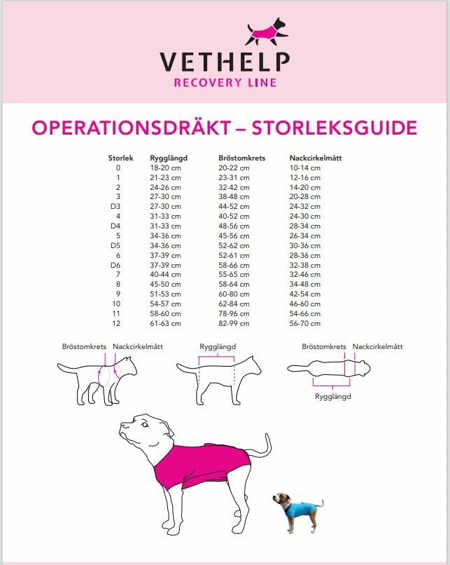 VetHelp Recovery Suit mörkrosa /stl 1
