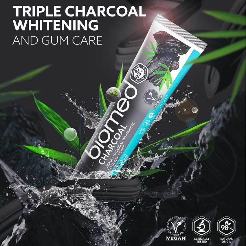 Biomed Charcoal Tandkräm Hydroxiapatit 100g
